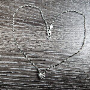 Chrome Hearts Silver Heart Choker Necklace
